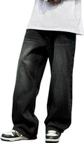 HUNGSON Mens Baggy Jeans for Men Women Y2k Skater Vintage Plain Pants Casual Wide Leg Jeans Loose Fit Denim Jeans