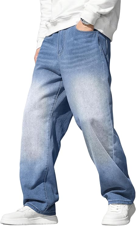 JMIERR Men's Baggy Jeans Wide Leg Skater Hip Hop Denim Pants Loose Fit Streetwear